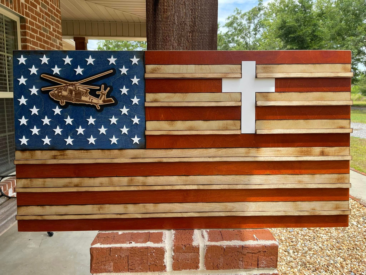Large American Flag Coin Holder With Cross
