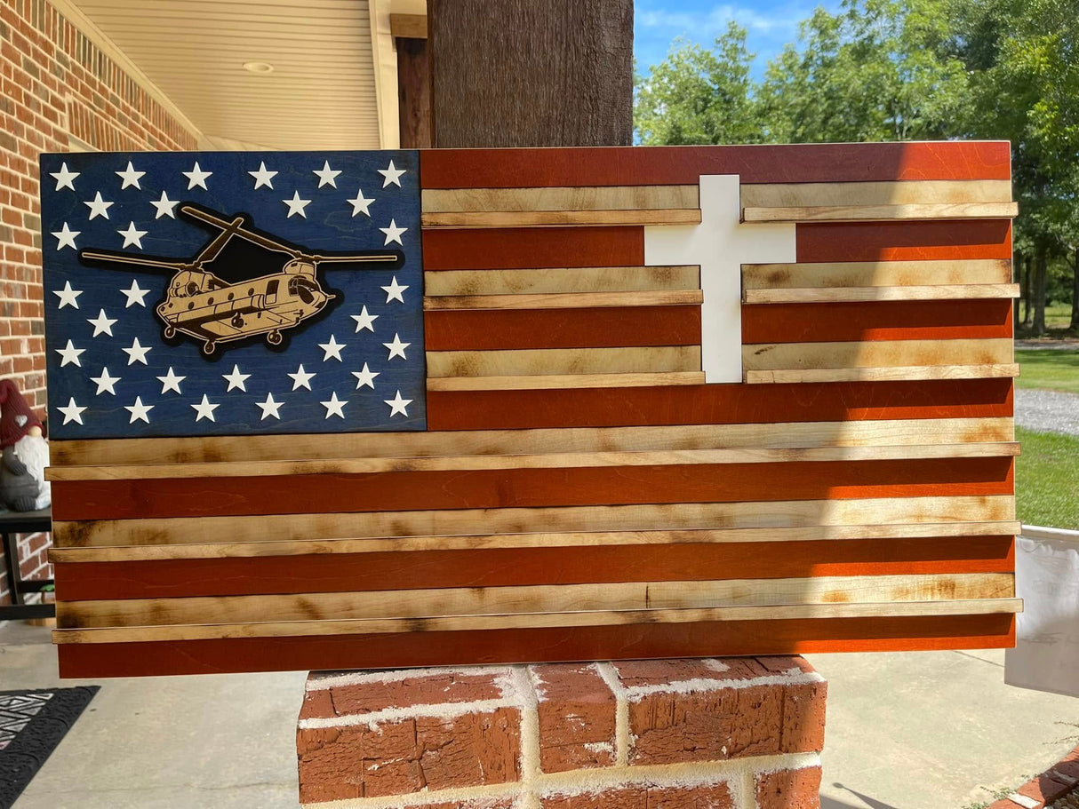 Large American Flag Coin Holder With Cross
