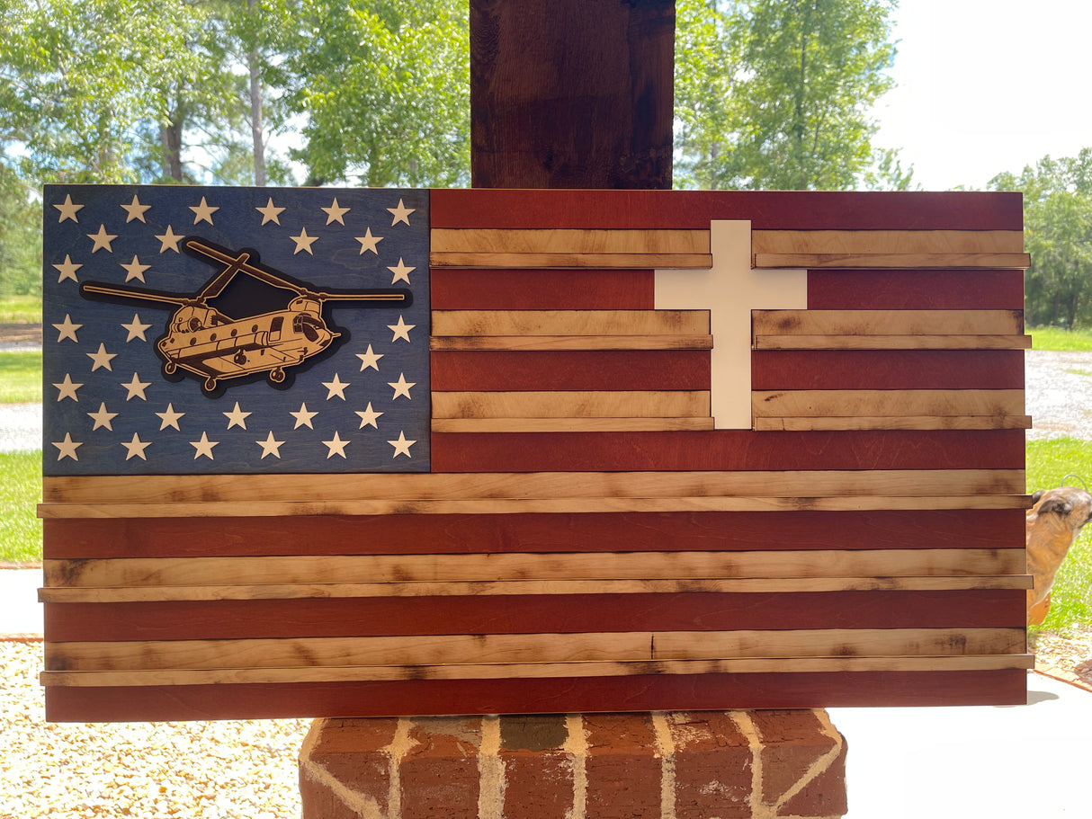 Large American Flag Coin Holder With Cross