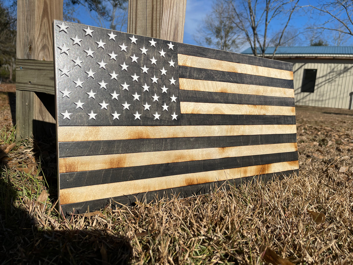 Large American Flag Coin Holder With Cross