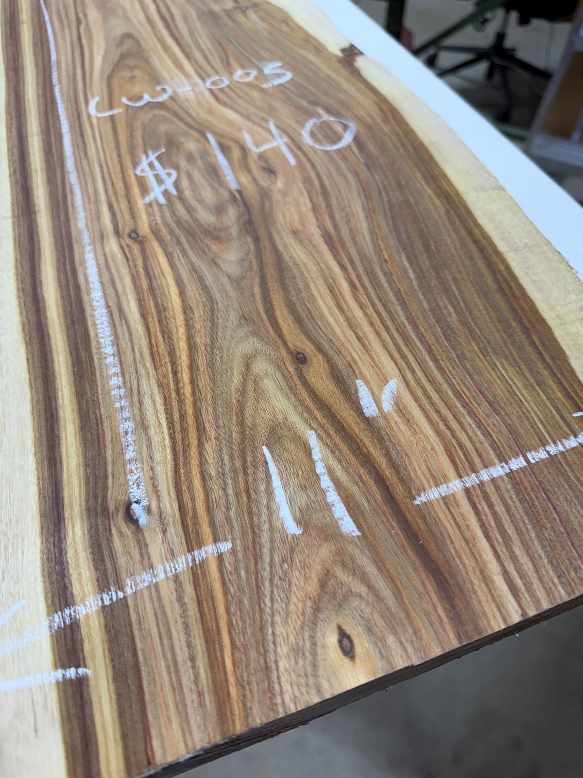 Canarywood Live Edge Slab #CW-005 – 11” × 50” × 5/4”