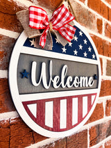 "Welcome" American Flag Wall Hanger