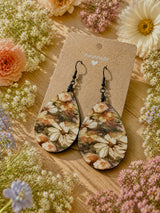 Floral Watercolor Teardrop Earrings
