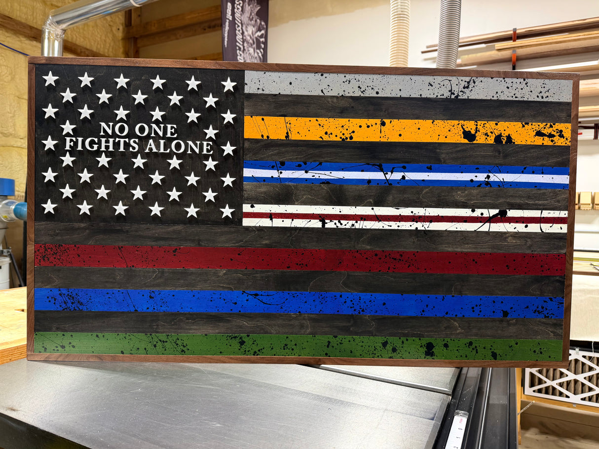 "No One Fights Alone" American Flag