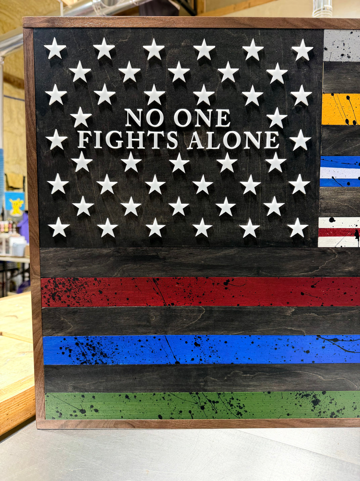"No One Fights Alone" American Flag