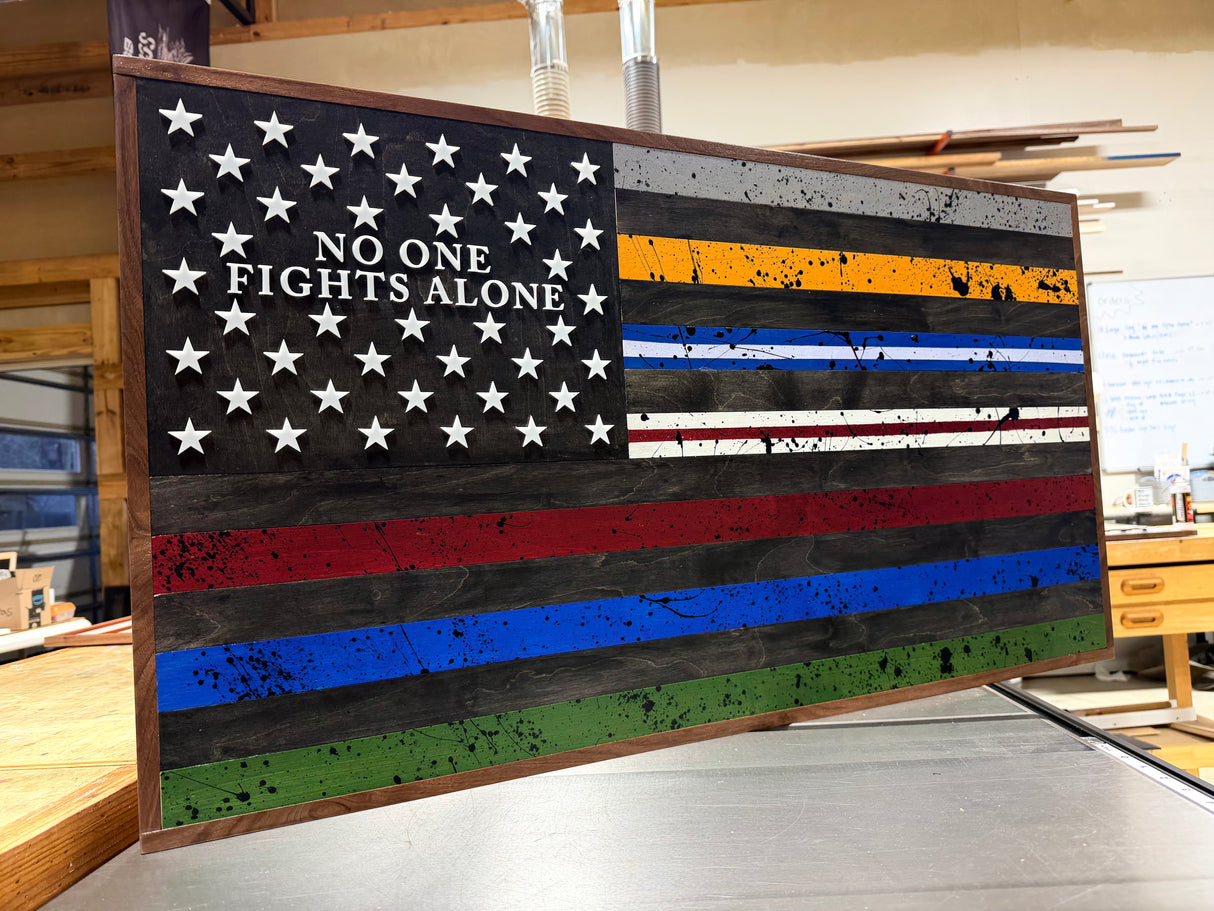 "No One Fights Alone" American Flag