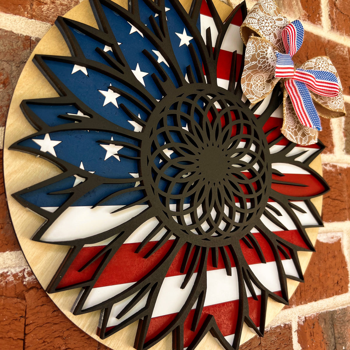 America Flag Sunflower Wall Hanger – AVEL Woodworking