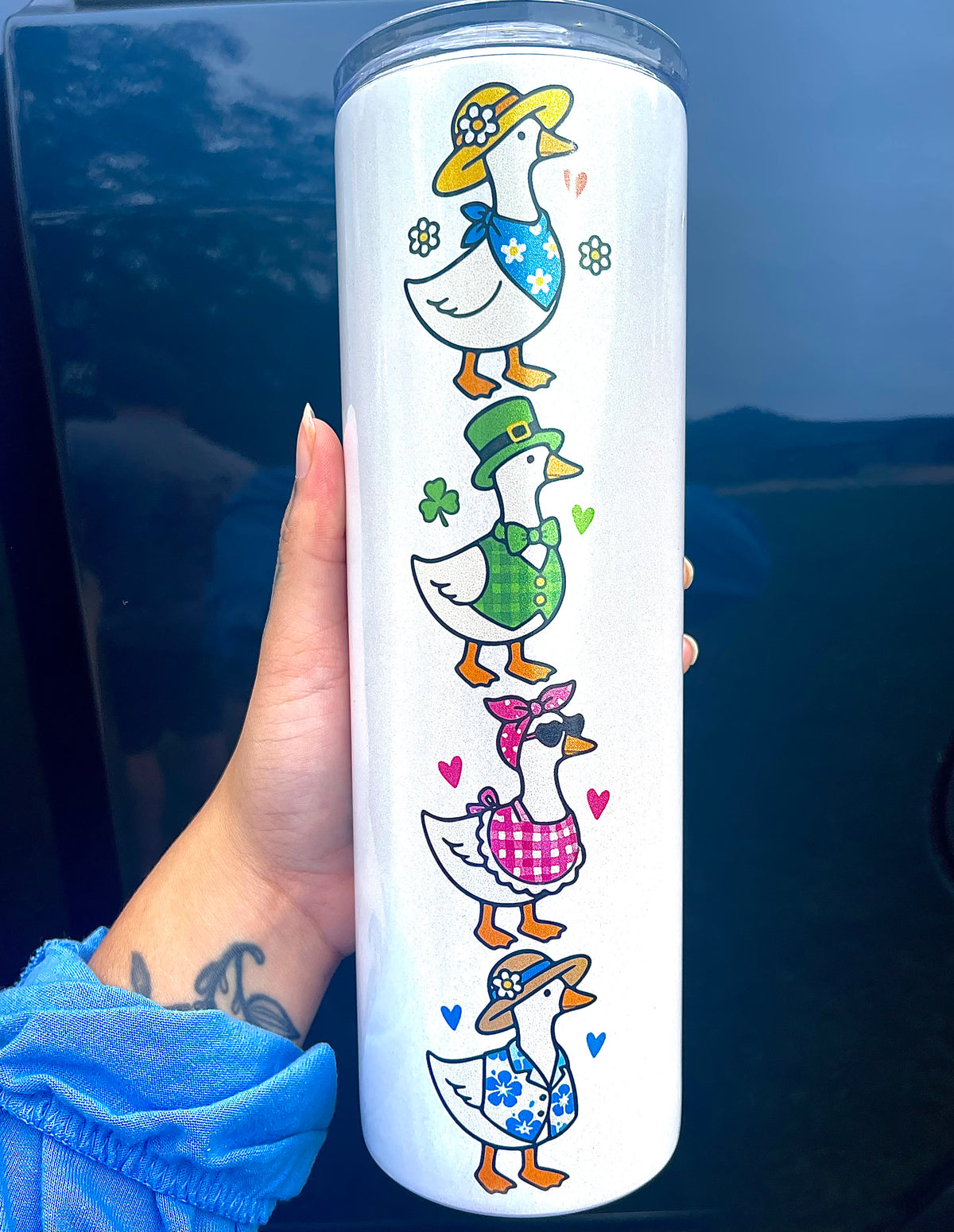 Sparkly 30 Oz Porch Geese Tumbler