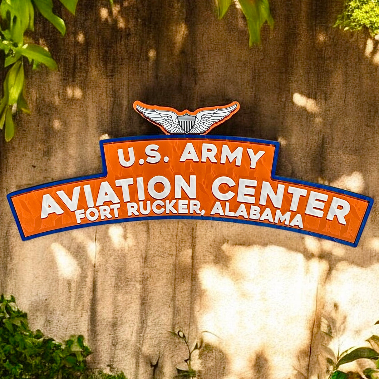 Fort Rucker Original Signage With Blue Trim