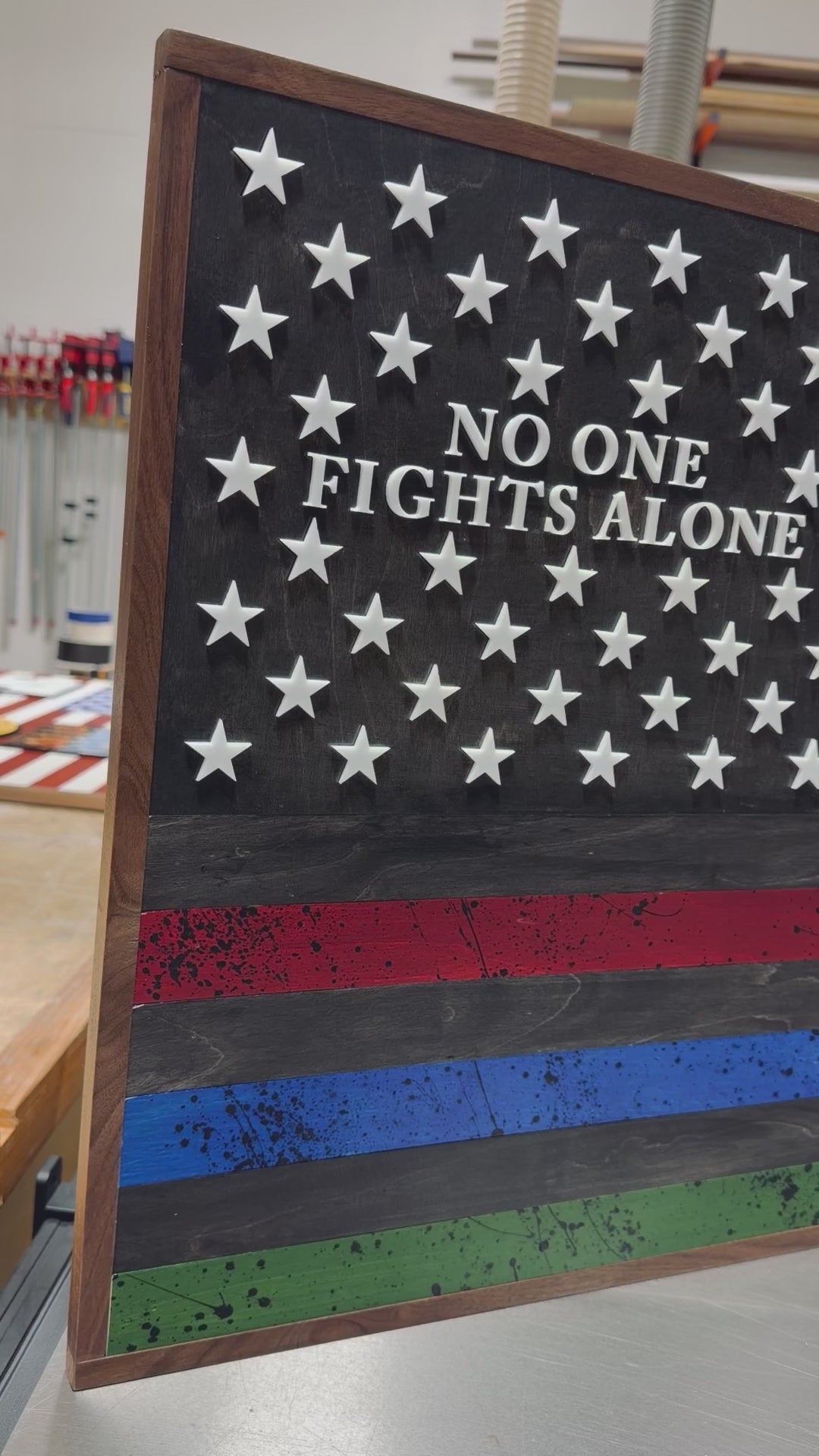 "No One Fights Alone" American Flag
